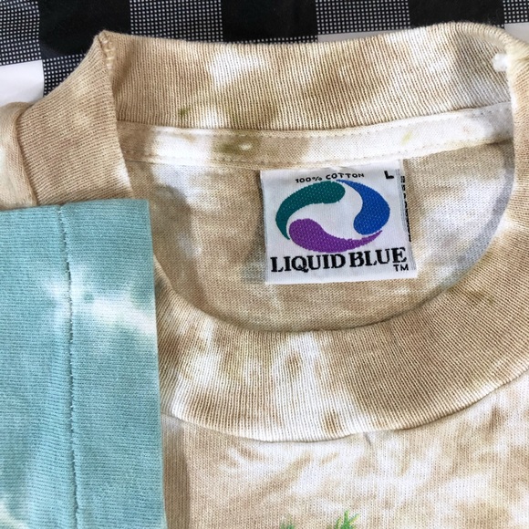 Rainforest 1991 Liquid Blue Vintage All Over Tie T - Picture 10 of 11